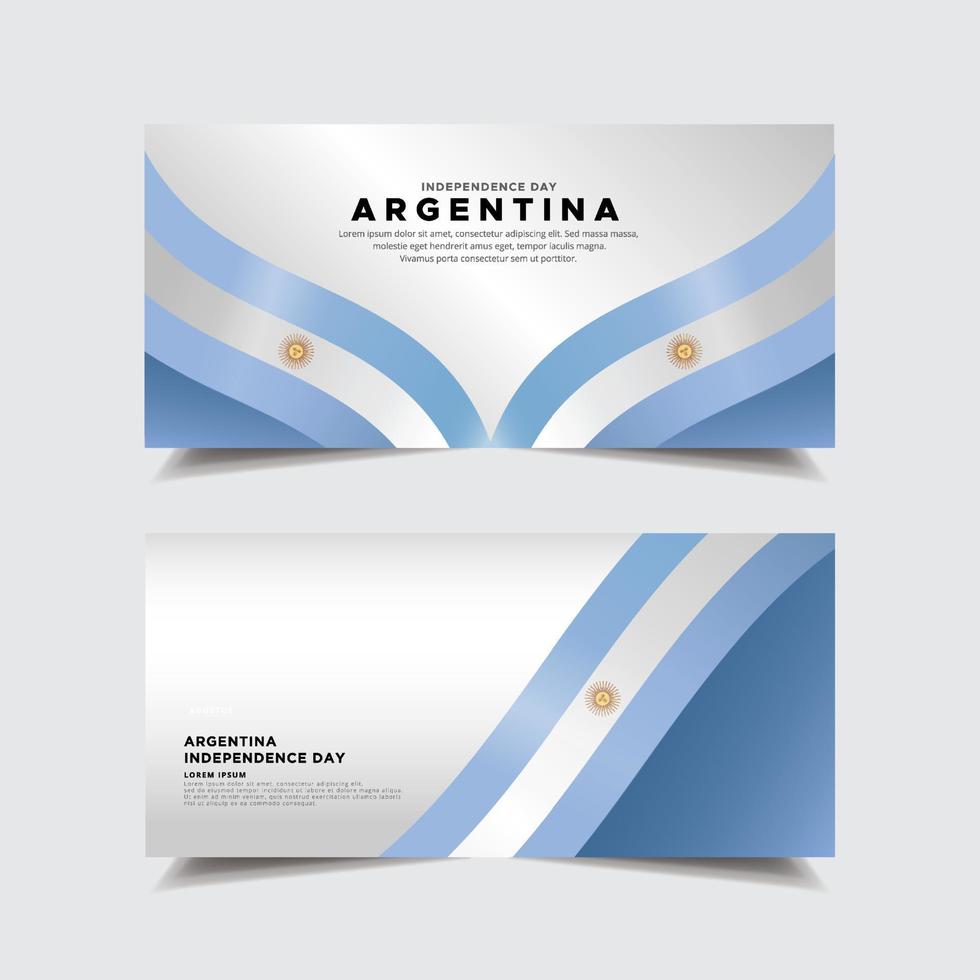 coleção de banner de design do dia da independência da argentina. dia da independência da argentina com vetor de bandeira ondulada.