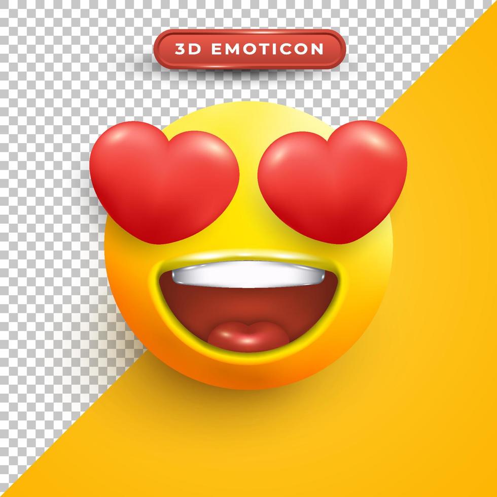emoji 3d com rosto apaixonado e feliz vetor