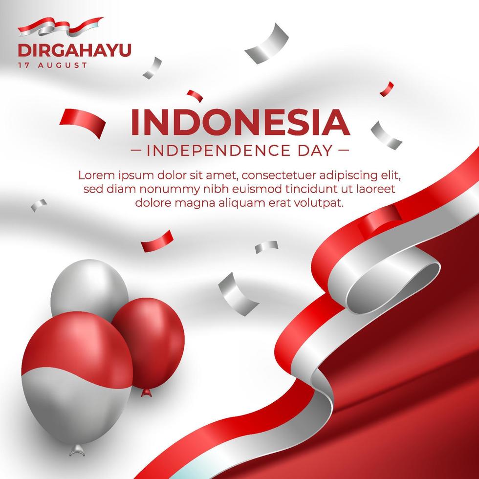 folheto de mídia social do dia da independência da indonésia vetor