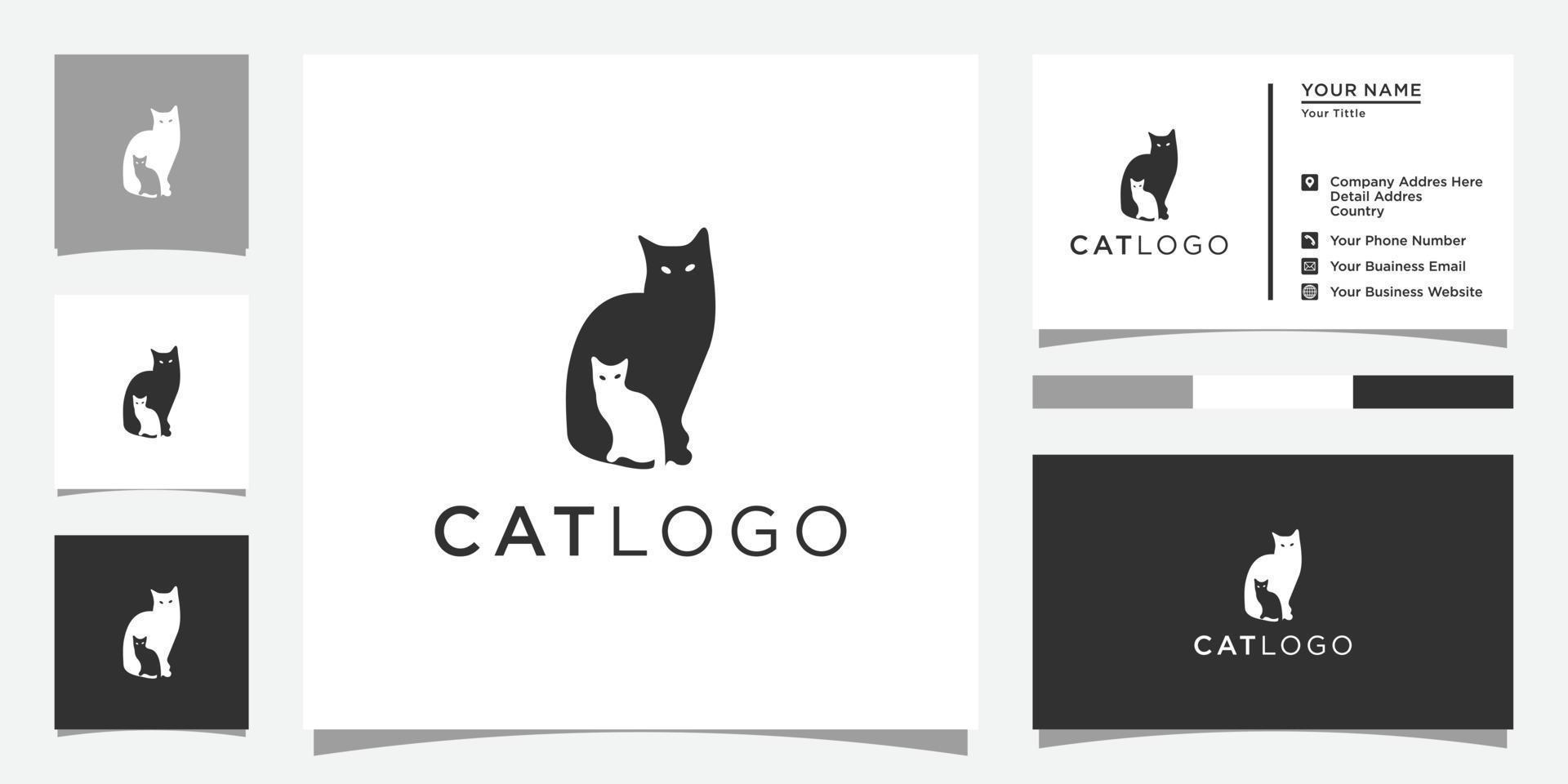 pai do logotipo do gato e modelo de vetor de gato bebê.