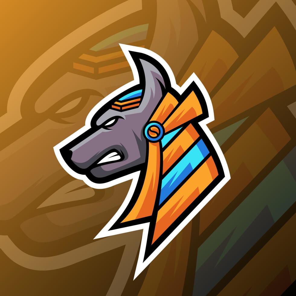 ilustração de gráficos vetoriais de um anubis no estilo de logotipo esport. perfeito para equipe de jogo ou logotipo do produto vetor