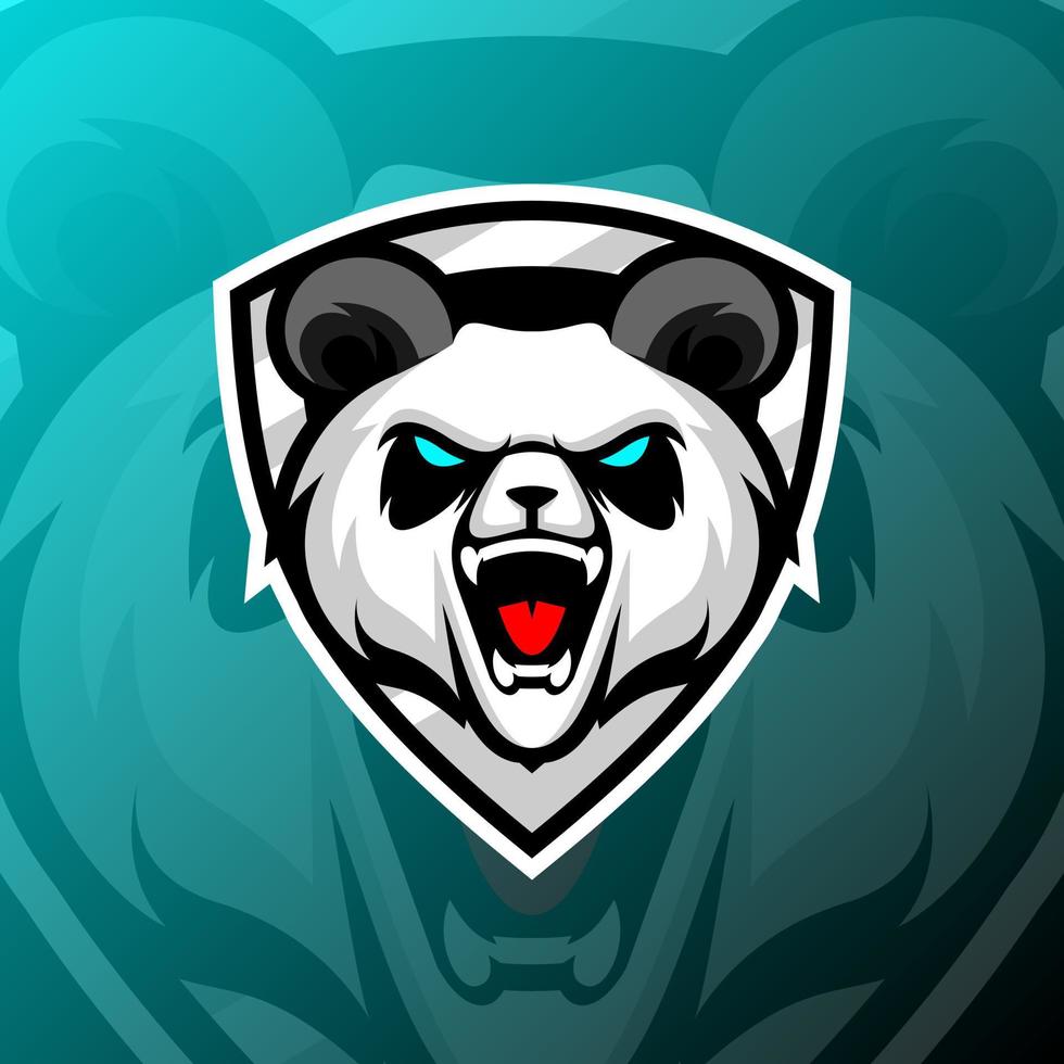 ilustração de gráficos vetoriais de um panda com raiva no estilo de logotipo esport. perfeito para equipe de jogo ou logotipo do produto vetor