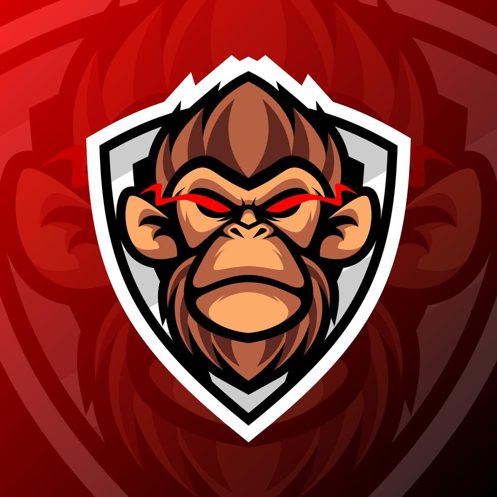 ilustração de gráficos vetoriais de um macaco no estilo de logotipo esport. perfeito para equipe de jogo ou logotipo do produto vetor