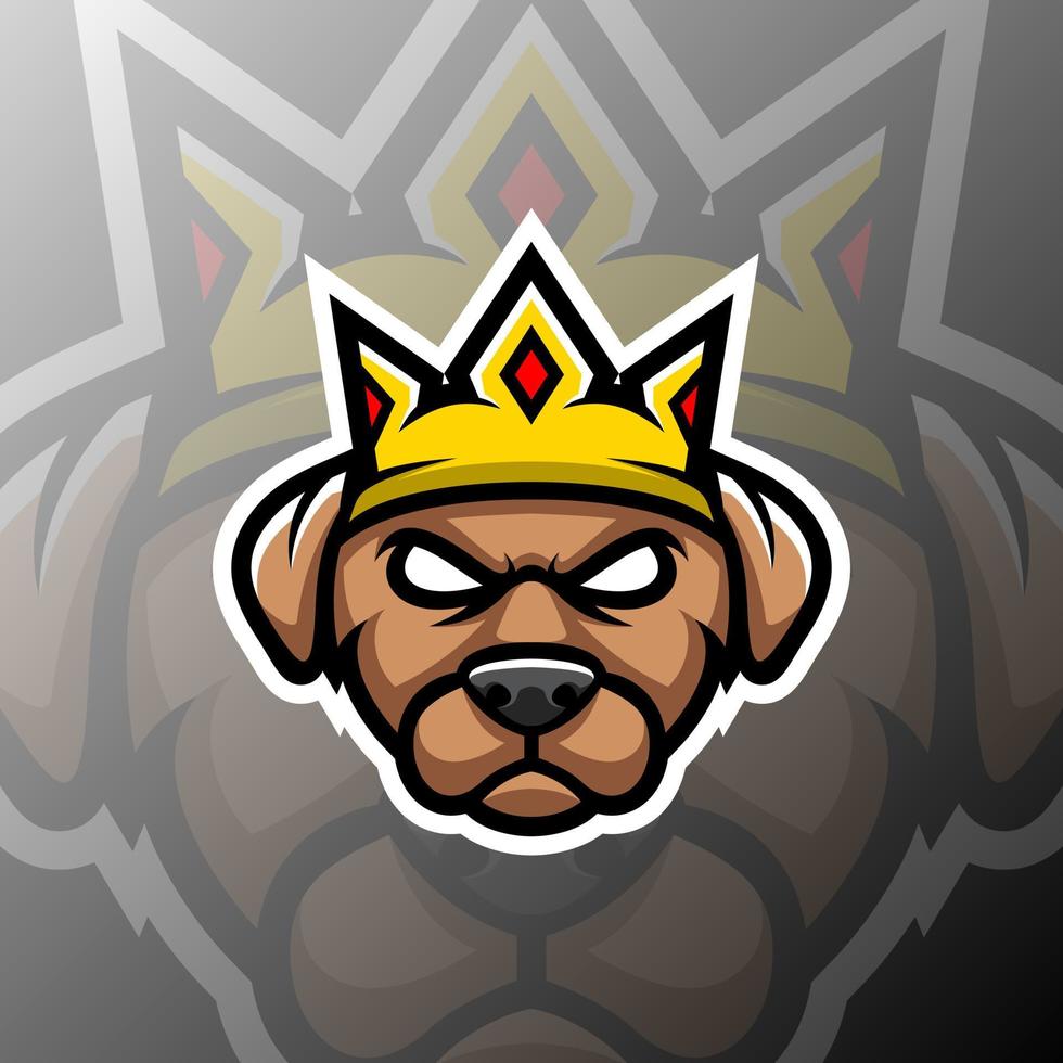 ilustração de gráficos vetoriais de um rei cão no estilo de logotipo esport. perfeito para equipe de jogo ou logotipo do produto vetor