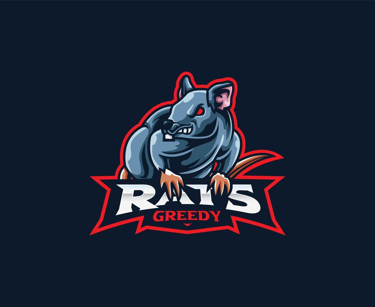 design de logotipo de mascote de rato vetor