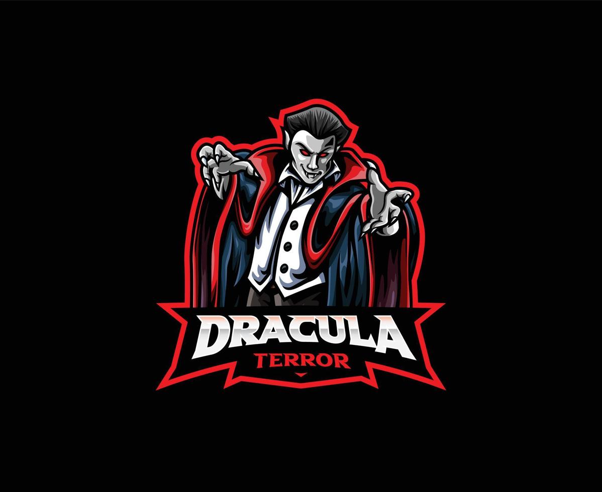 design de logotipo de mascote drácula vetor