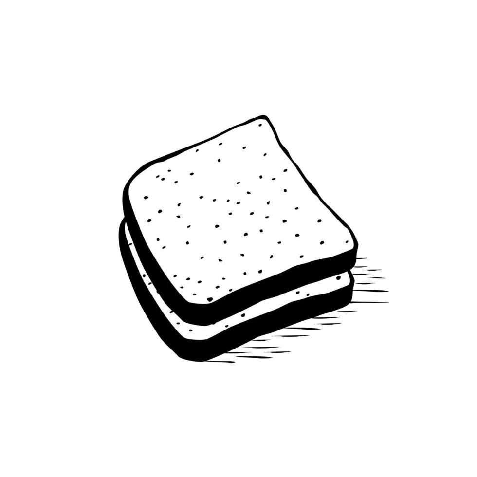 vetor de pão, ícone de padaria, esboço de pão de trigo fresco fatiado