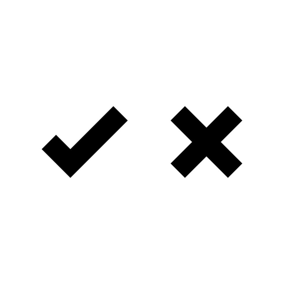 marca de seleção e vetor de ícone cruzado isolado no fundo branco