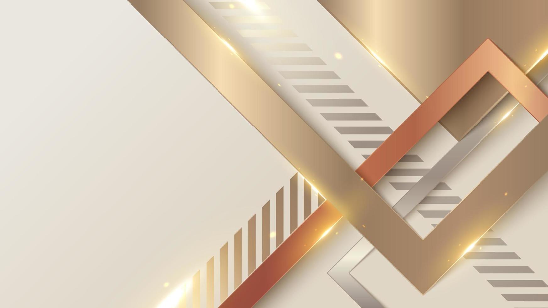 banner web template estilo de luxo quadrados geométricos dourados padrão de sobreposição vetor