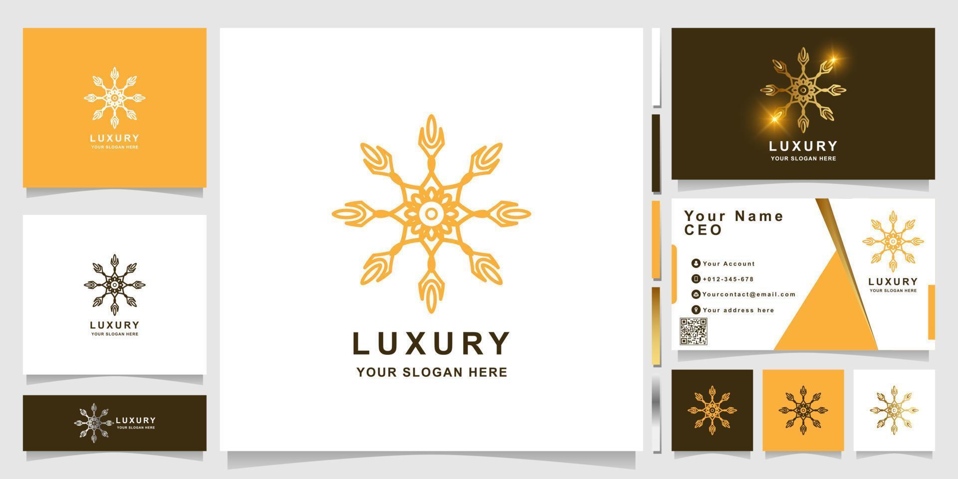 modelo de logotipo de ornamento de luxo elegante minimalista com design de cartão de visita. vetor