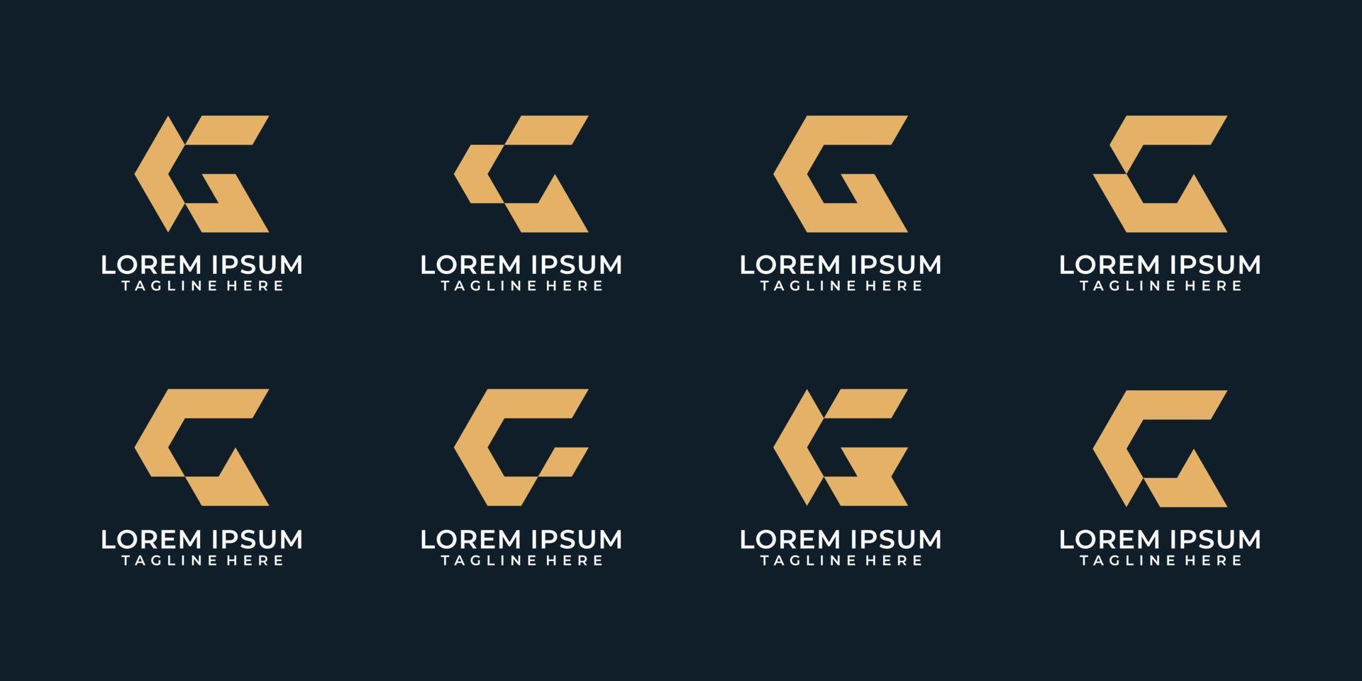 conjunto de logotipo de identidade da empresa moderna letra g vetor