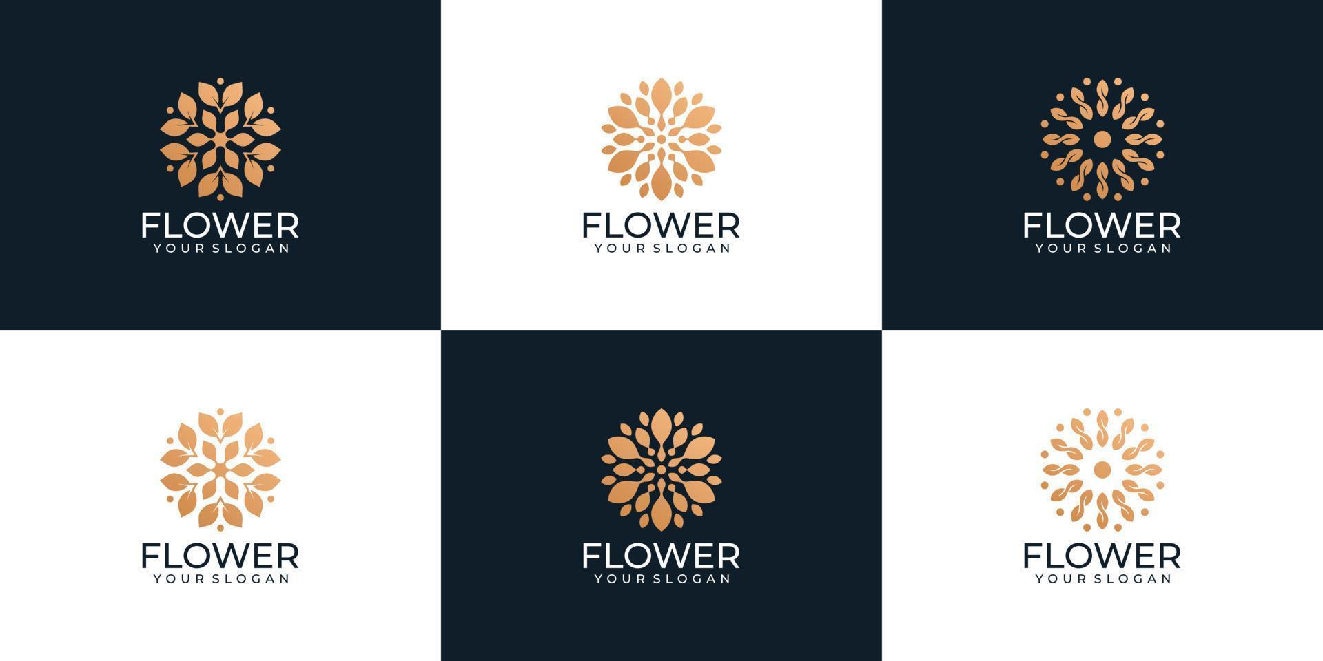 conjunto de vetor de logotipo de flor de saúde de spa de luxo de beleza para decoração