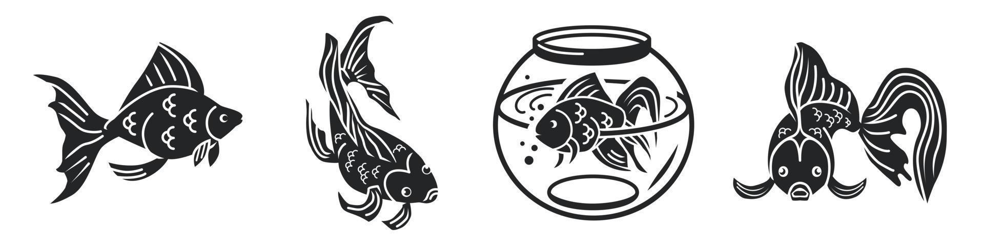 conjunto de ícones de peixinho dourado, estilo simples vetor