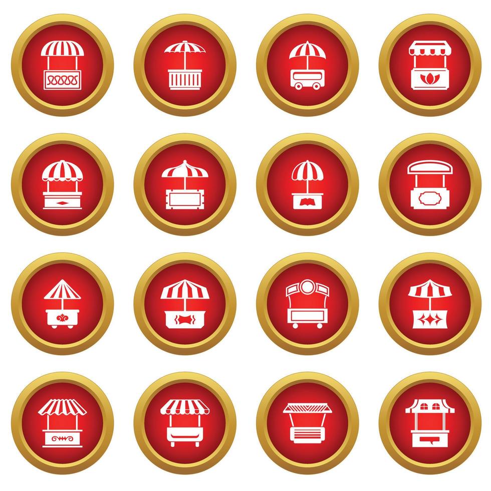 conjunto de ícones de quiosque de comida de rua, estilo simples vetor