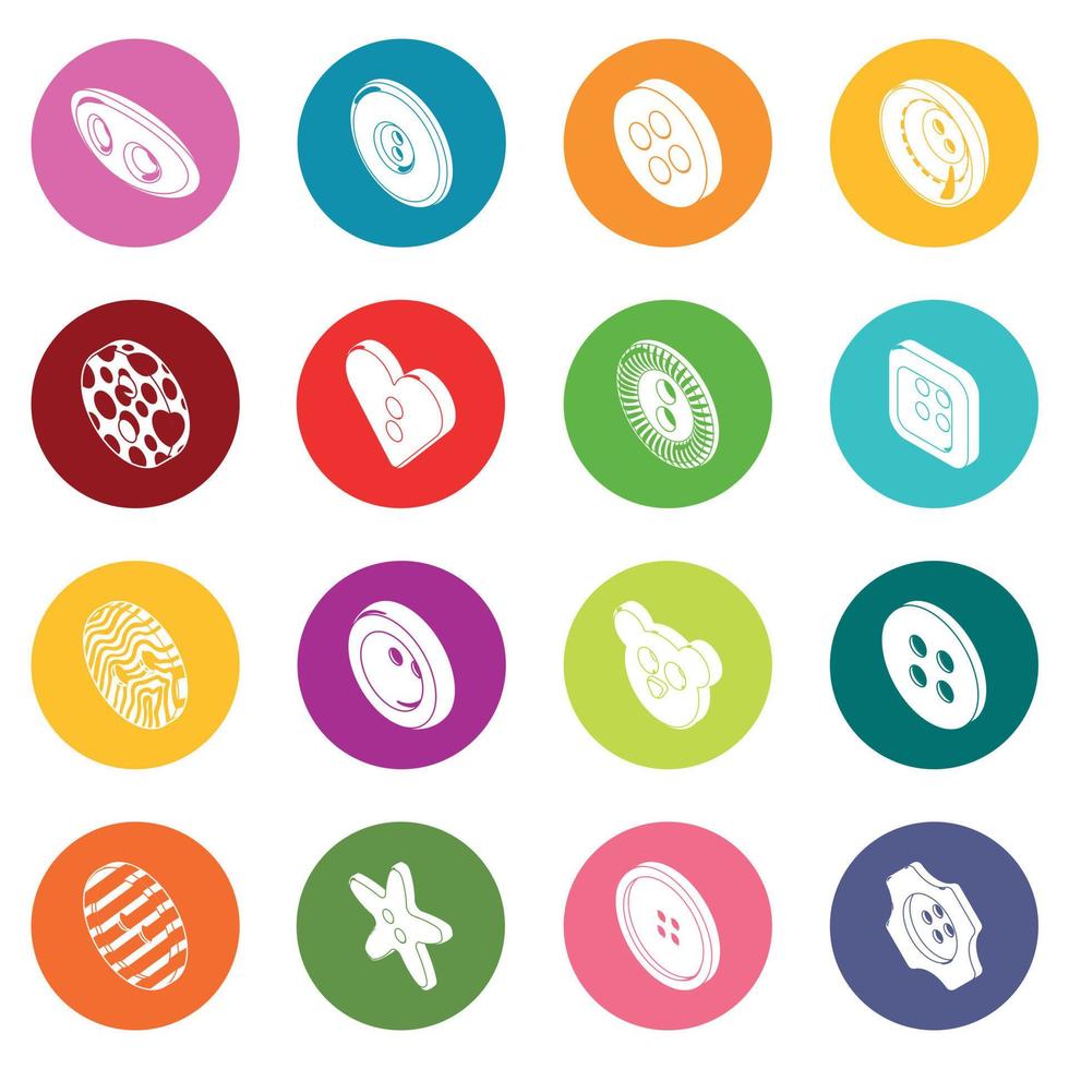 ícones de botão de roupas definir vetor de círculos coloridos