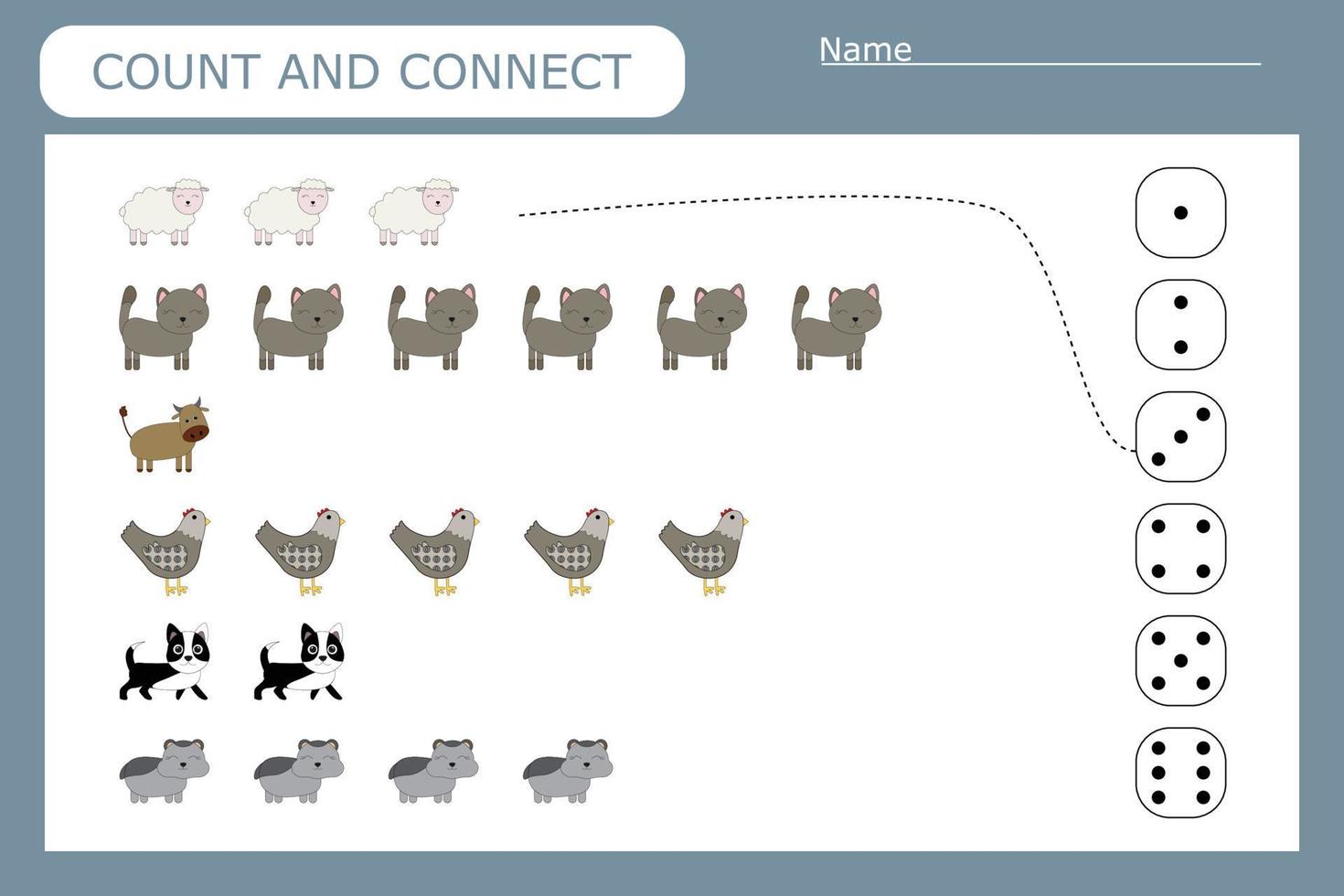 contar e conectar o número de animais de estimação e o número vetor