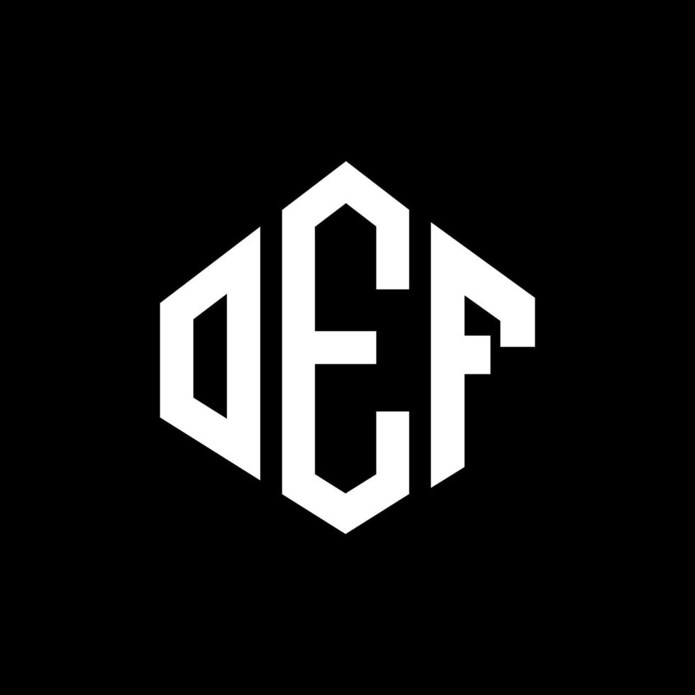 design de logotipo de carta oef com forma de polígono. Oef polígono e design de logotipo em forma de cubo. modelo de logotipo de vetor hexágono oef cores brancas e pretas. oef monograma, logotipo de negócios e imóveis.