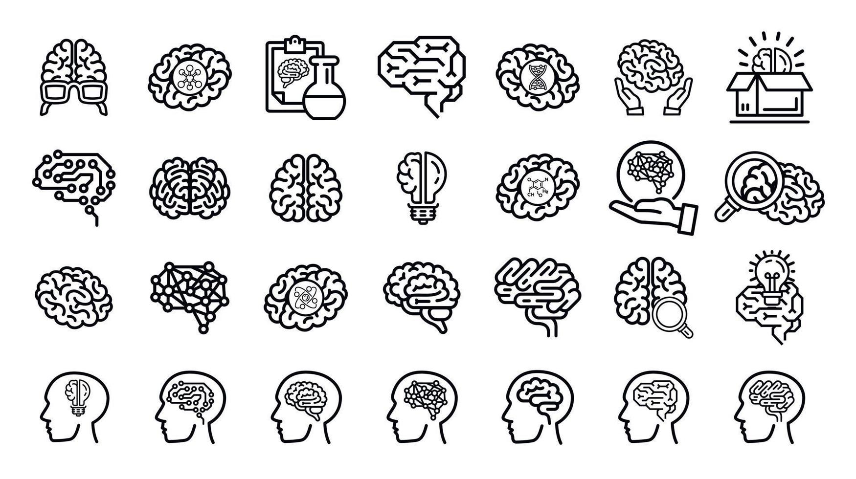 conjunto de ícones do cérebro humano. ilustração vetorial vetor