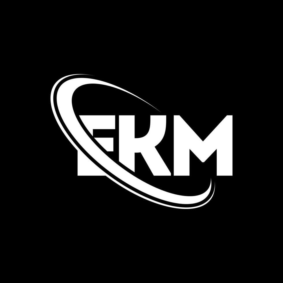 logotipo ekm. carta ekm. design de logotipo de carta ekm. iniciais ekm logotipo ligado com círculo e logotipo monograma maiúsculo. tipografia ekm para marca de tecnologia, negócios e imóveis. vetor
