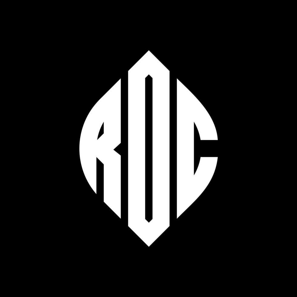 design de logotipo de carta de círculo roc com forma de círculo e elipse. letras de elipse roc com estilo tipográfico. as três iniciais formam um logotipo circular. roc círculo emblema abstrato monograma carta marca vetor. vetor