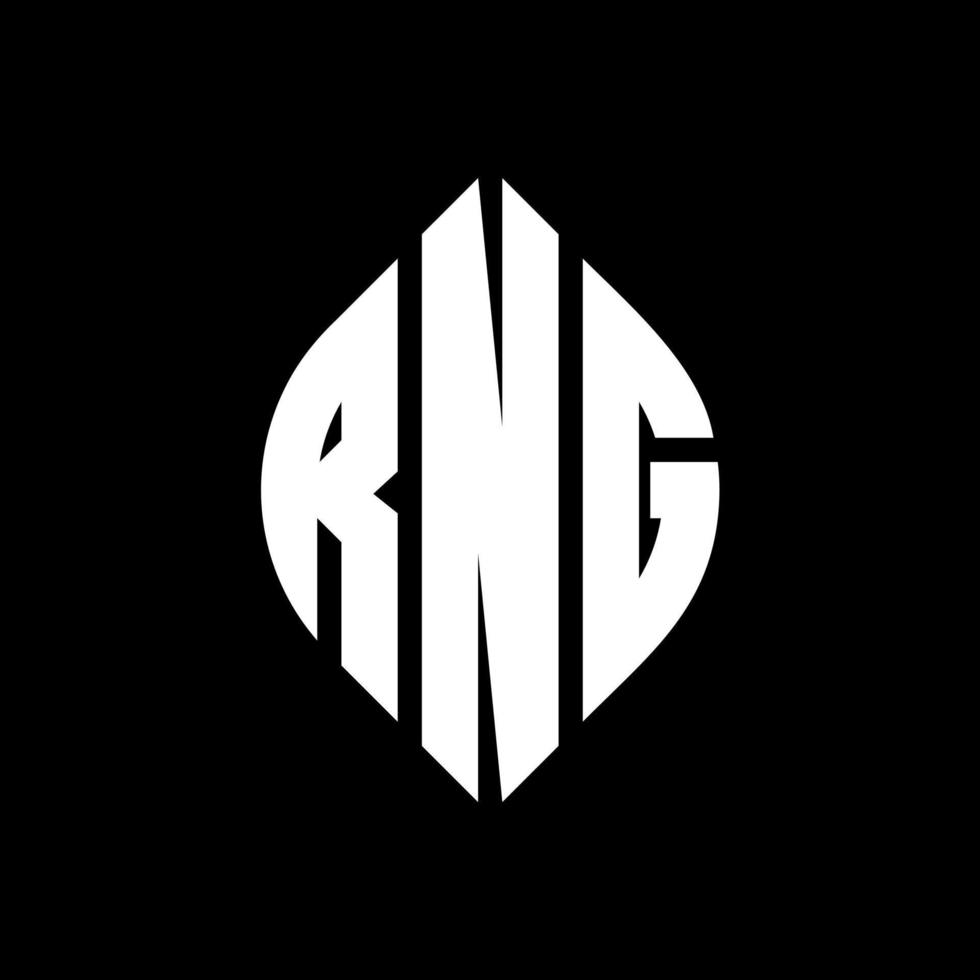 design de logotipo de letra de círculo rng com forma de círculo e elipse. letras de elipse rng com estilo tipográfico. as três iniciais formam um logotipo circular. rng círculo emblema abstrato monograma carta marca vetor. vetor