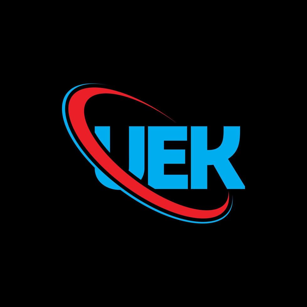 logotipo da UEK. carta de ue. design de logotipo de carta uek. iniciais uek logotipo ligado com círculo e logotipo monograma maiúsculo. uek tipografia para tecnologia, negócios e marca imobiliária. vetor