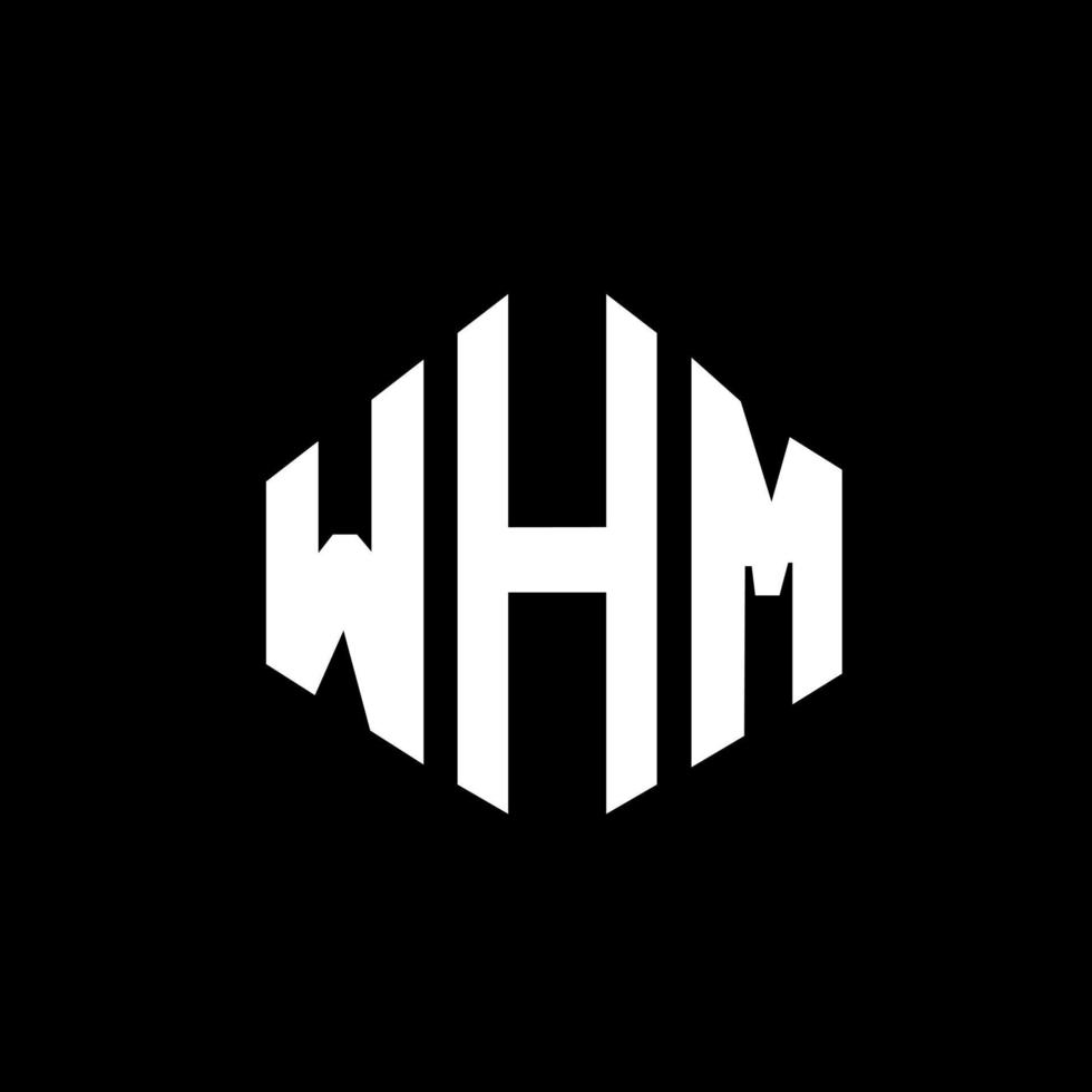 design de logotipo de carta whm com forma de polígono. whm polígono e design de logotipo em forma de cubo. whm modelo de logotipo de vetor hexágono cores brancas e pretas. whm monograma, logotipo de negócios e imóveis.