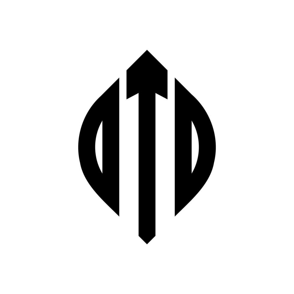 design de logotipo de carta de círculo otd com forma de círculo e elipse. letras de elipse otd com estilo tipográfico. as três iniciais formam um logotipo circular. otd círculo emblema abstrato monograma carta marca vetor. vetor