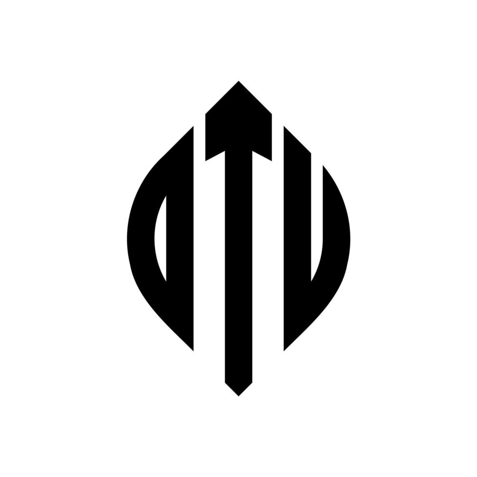 design de logotipo de carta de círculo otu com forma de círculo e elipse. letras de elipse otu com estilo tipográfico. as três iniciais formam um logotipo circular. otu círculo emblema abstrato monograma carta marca vetor. vetor
