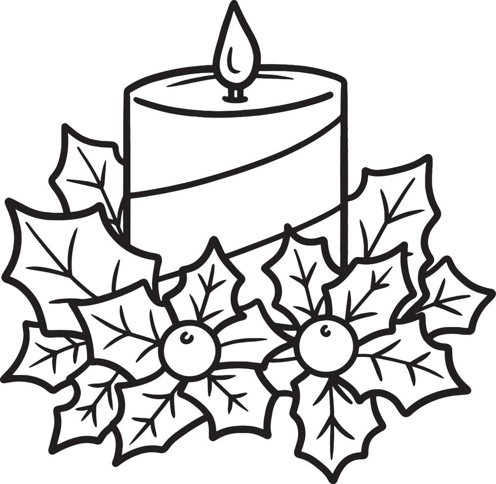 Desenho de velas de natal com enfeites para colorir