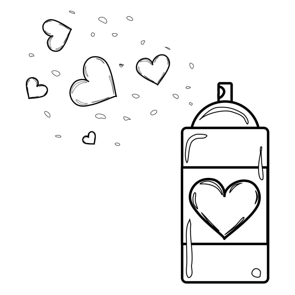 spray de amor de coloração de contorno que pulveriza corações vetor