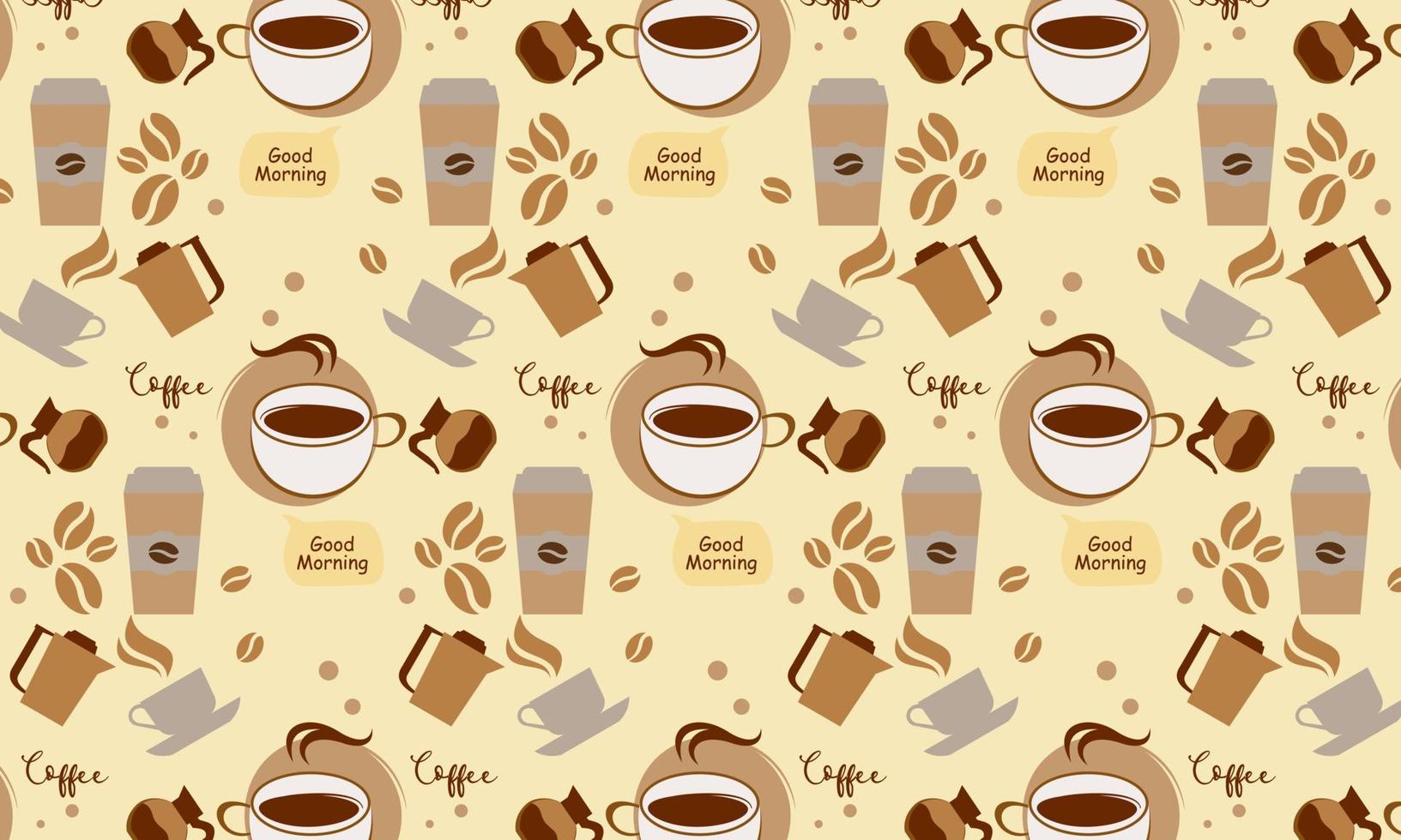 padrão perfeito de café desenhado à mão com letras vetor