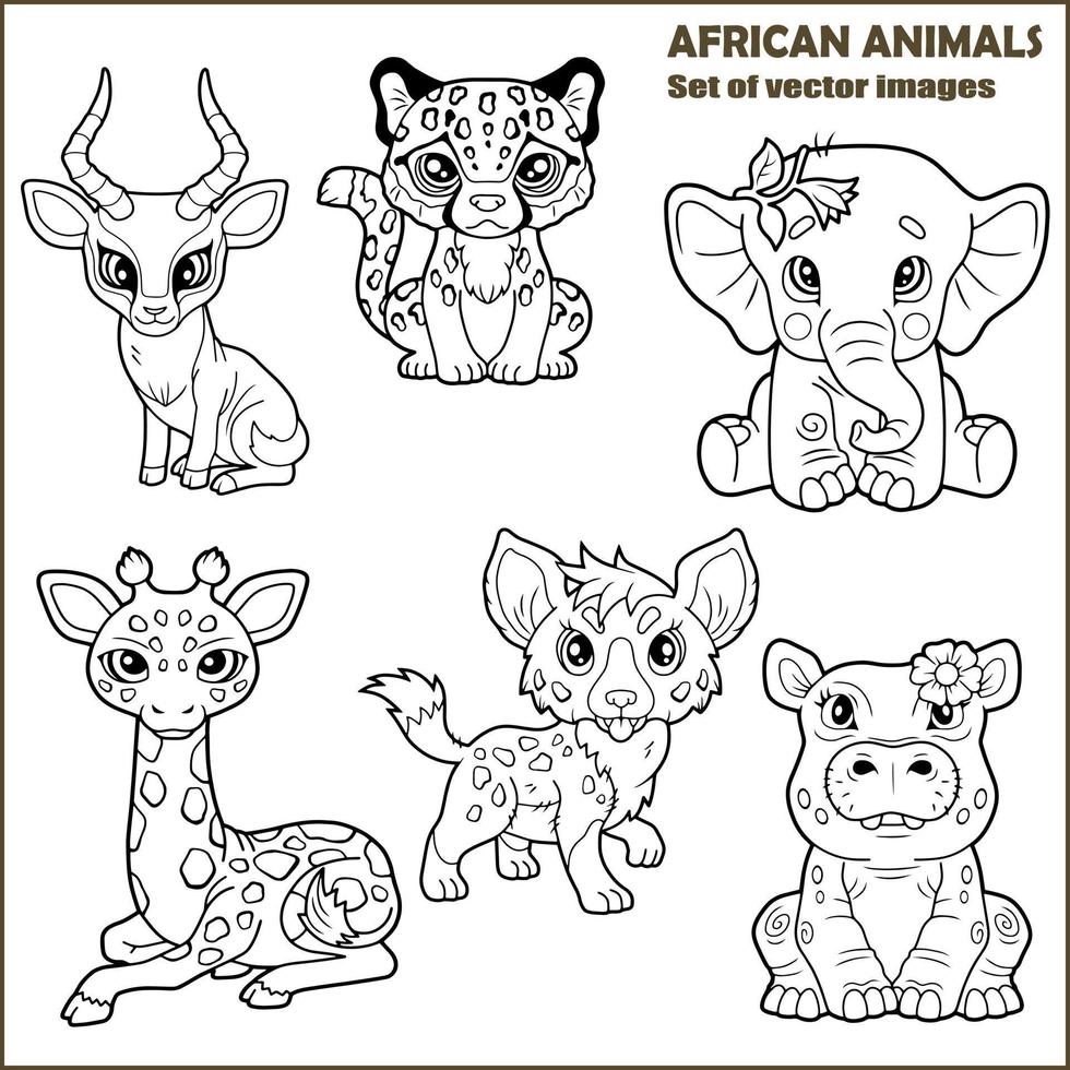 animais africanos fofos vetor