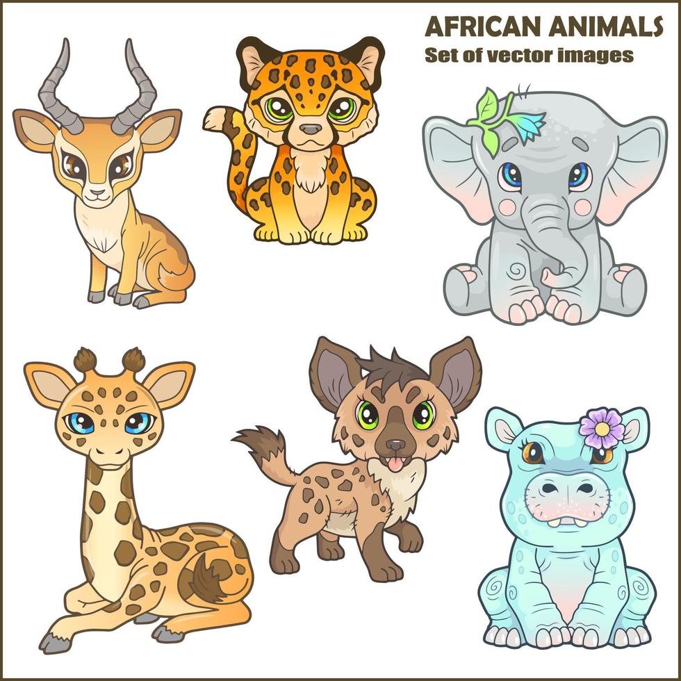 animais africanos fofos vetor