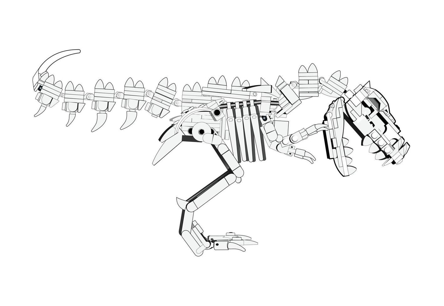 desenho de robô de brinquedo t rex para colorir. desenho de dinossauro vetor