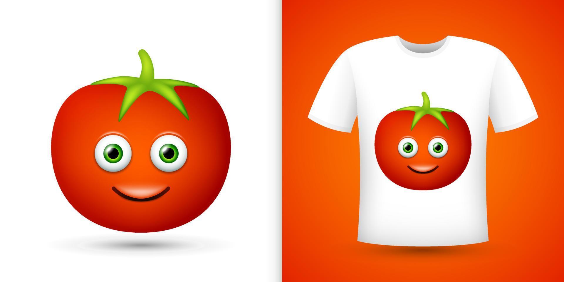 tomate na camisa branca. vetor