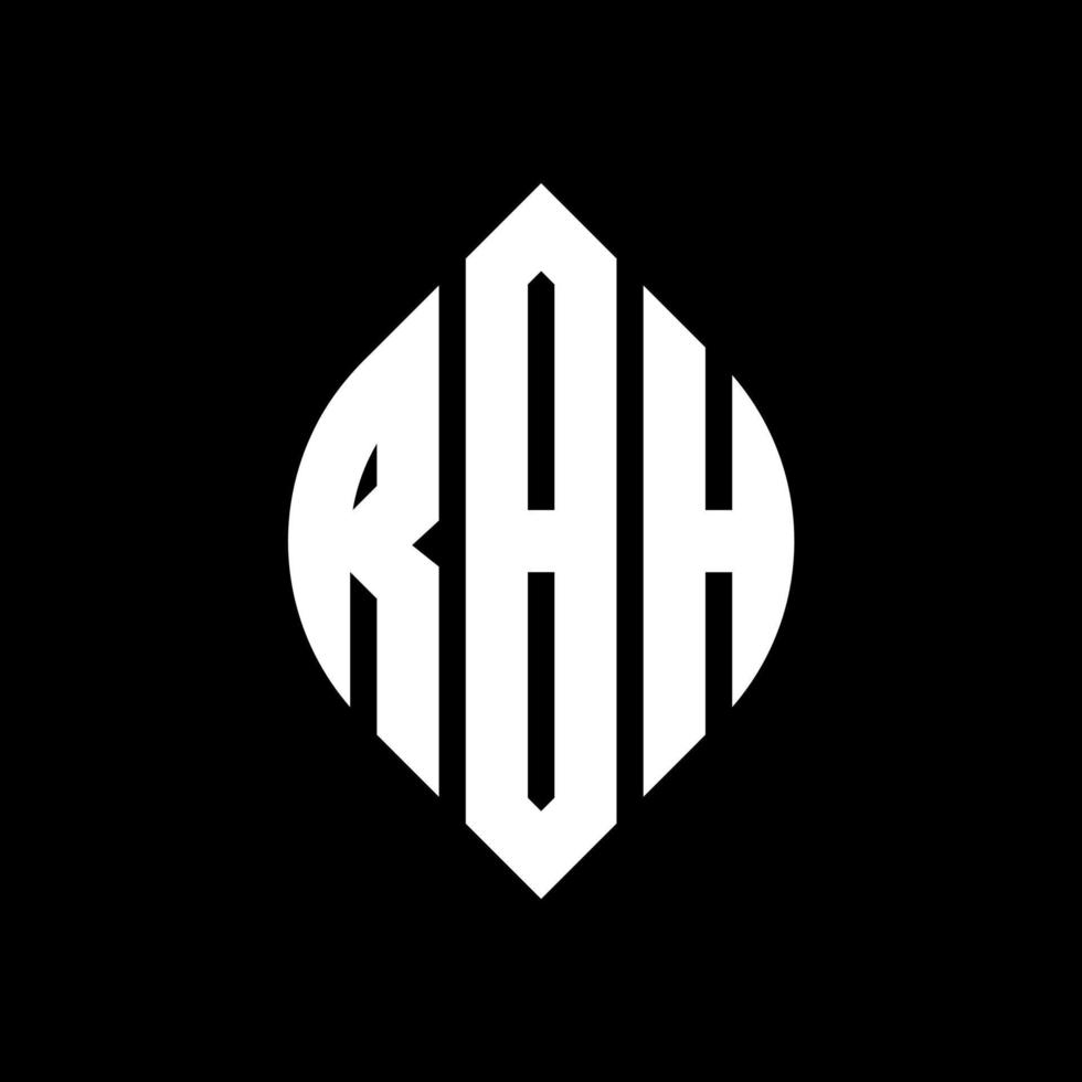 design de logotipo de letra de círculo rbh com forma de círculo e elipse. letras de elipse rbh com estilo tipográfico. as três iniciais formam um logotipo circular. rbh círculo emblema abstrato monograma carta marca vetor. vetor