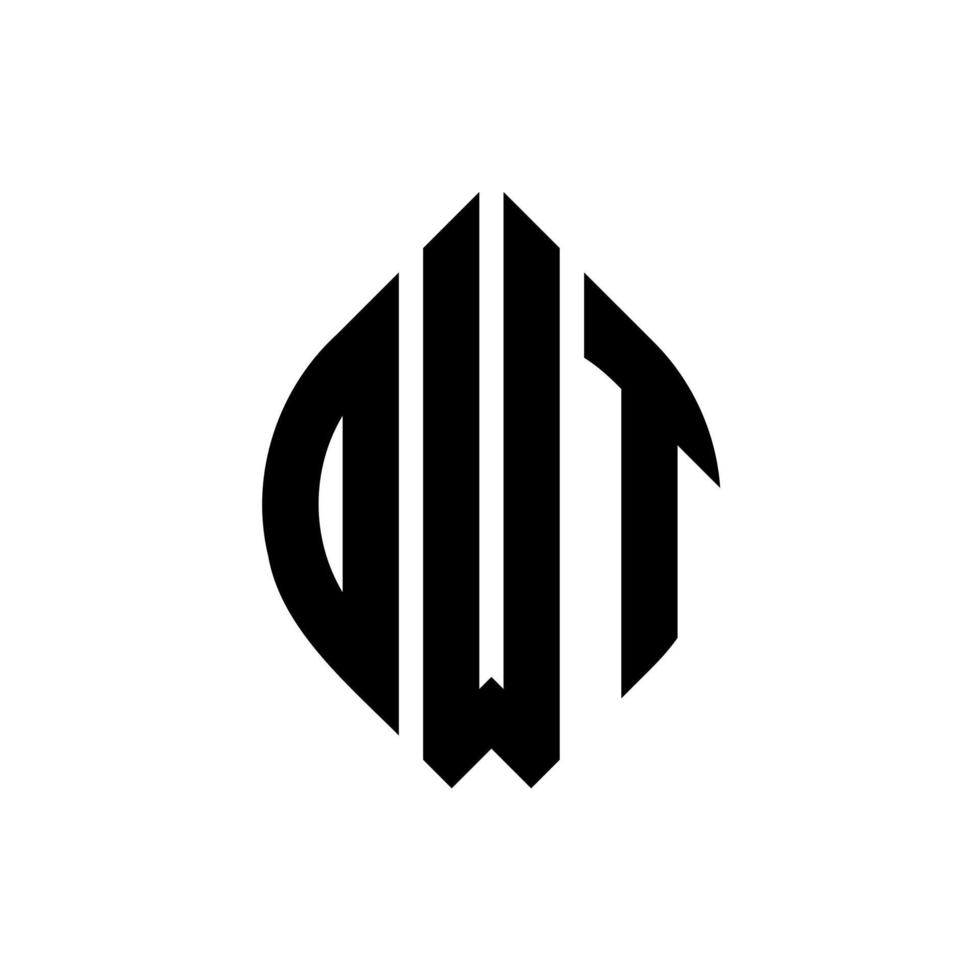 design de logotipo de carta de círculo owt com forma de círculo e elipse. letras de elipse owt com estilo tipográfico. as três iniciais formam um logotipo circular. owt círculo emblema abstrato monograma carta marca vetor. vetor