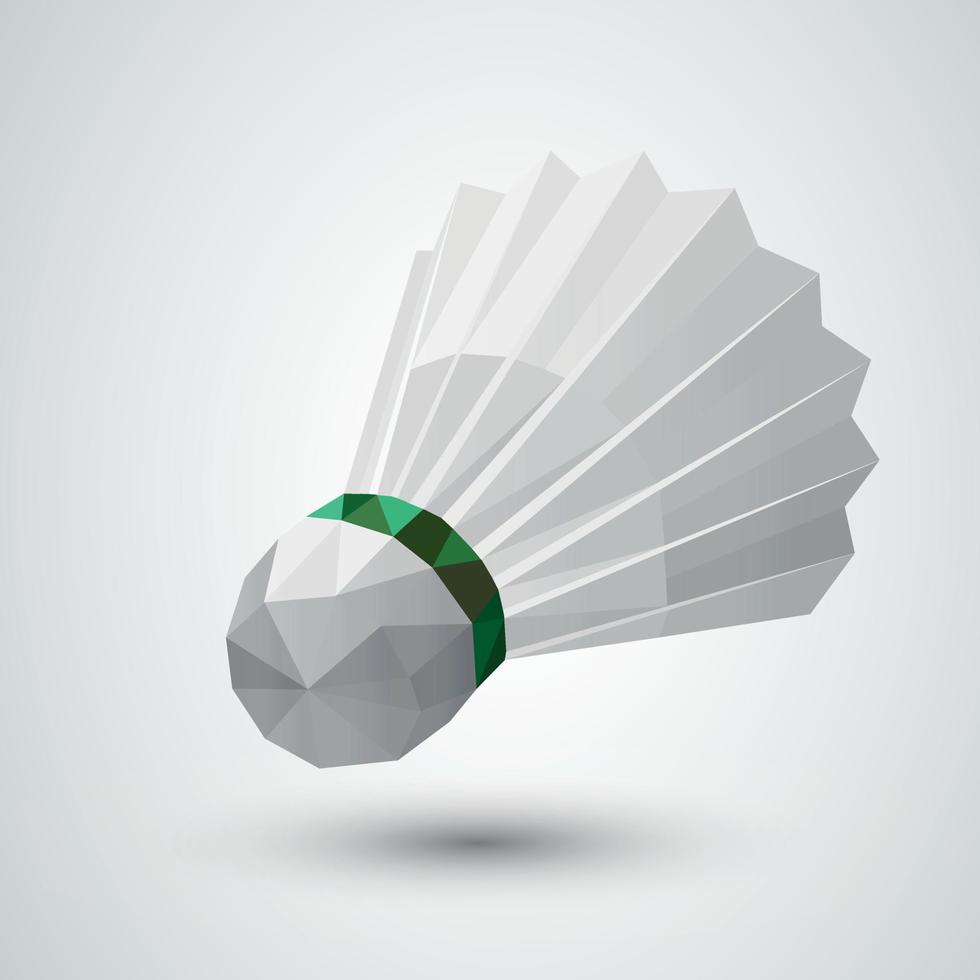 passarinho de badminton geométrico poligonal peteca de badminton. modelo 3d realista. ilustração vetorial vetor