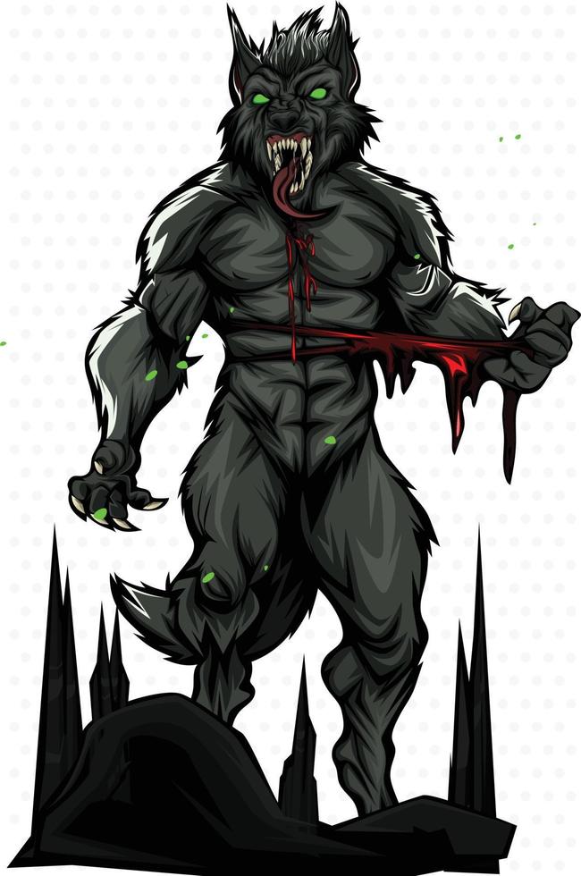 ilustração de personagem de lobo vetor