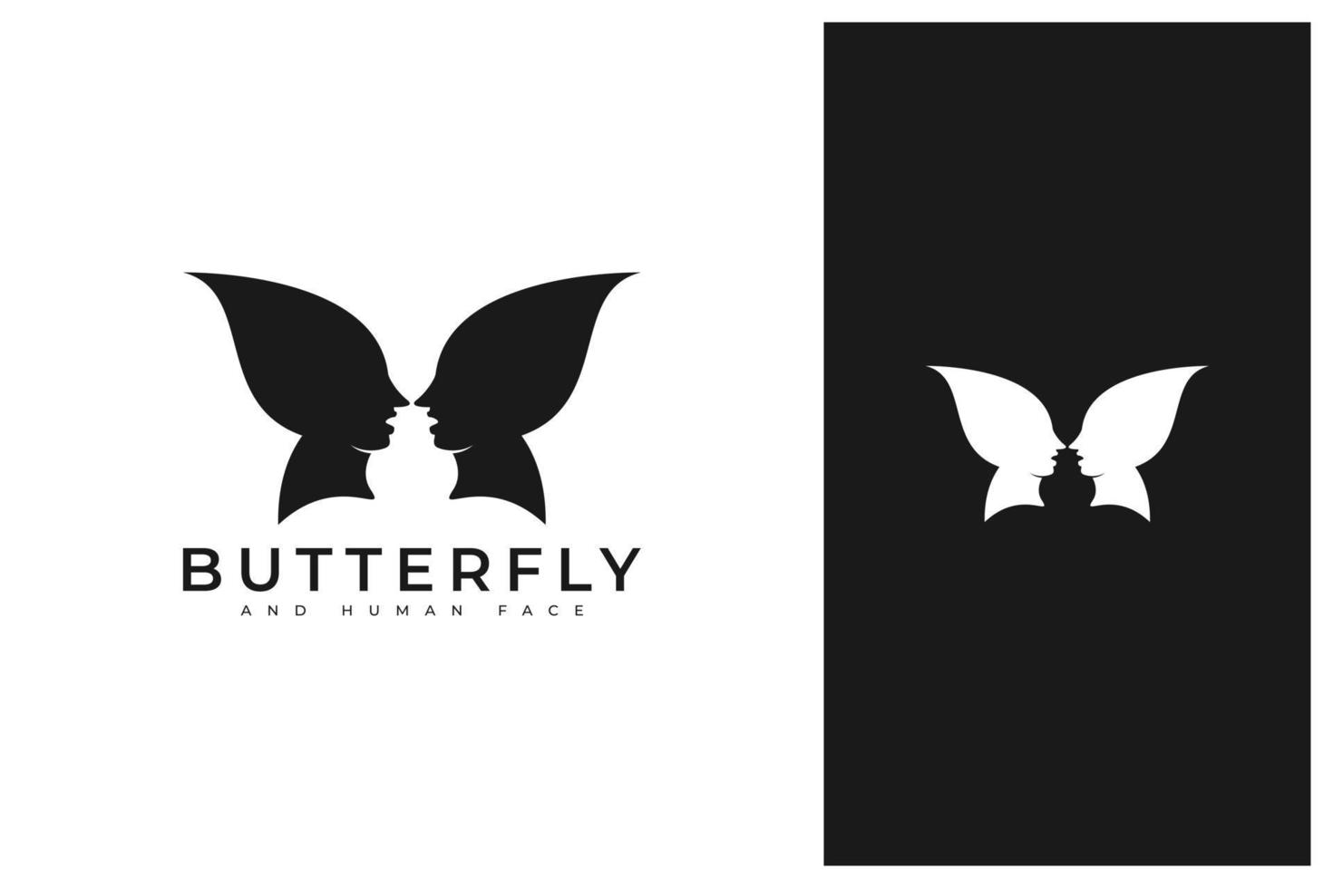 logotipo de borboleta com rosto humano vetor