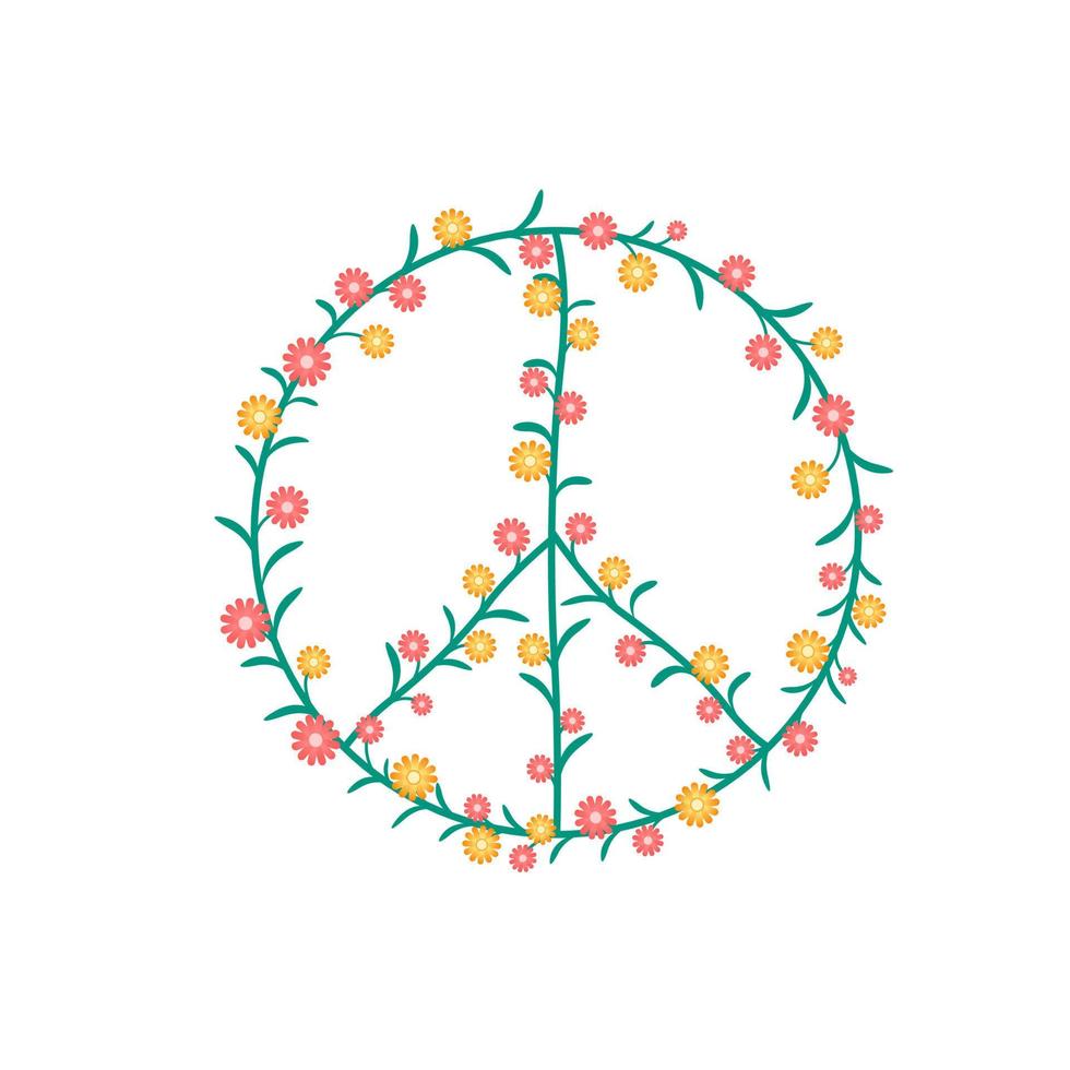 símbolo de paz floral. sinal de paz vetor