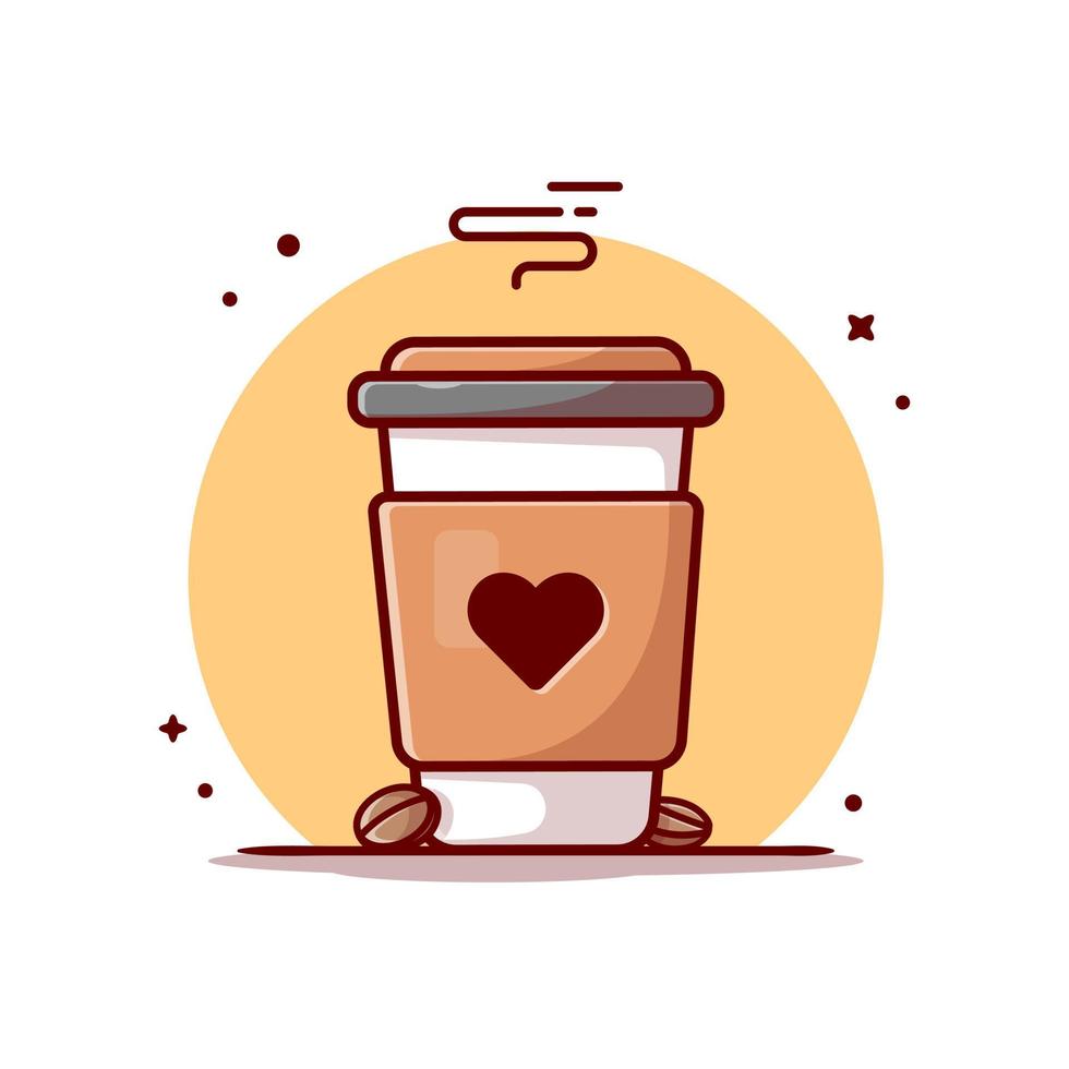 ilustração de ícone de vetor dos desenhos animados de xícara de café. comida e bebida ícone conceito isolado vetor premium. estilo de desenho animado plano