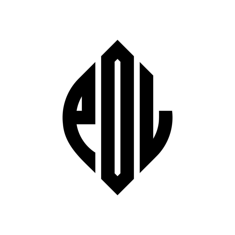 pol design de logotipo de carta círculo com forma de círculo e elipse. letras de elipse pol com estilo tipográfico. as três iniciais formam um logotipo circular. pol círculo emblema abstrato monograma carta marca vetor. vetor