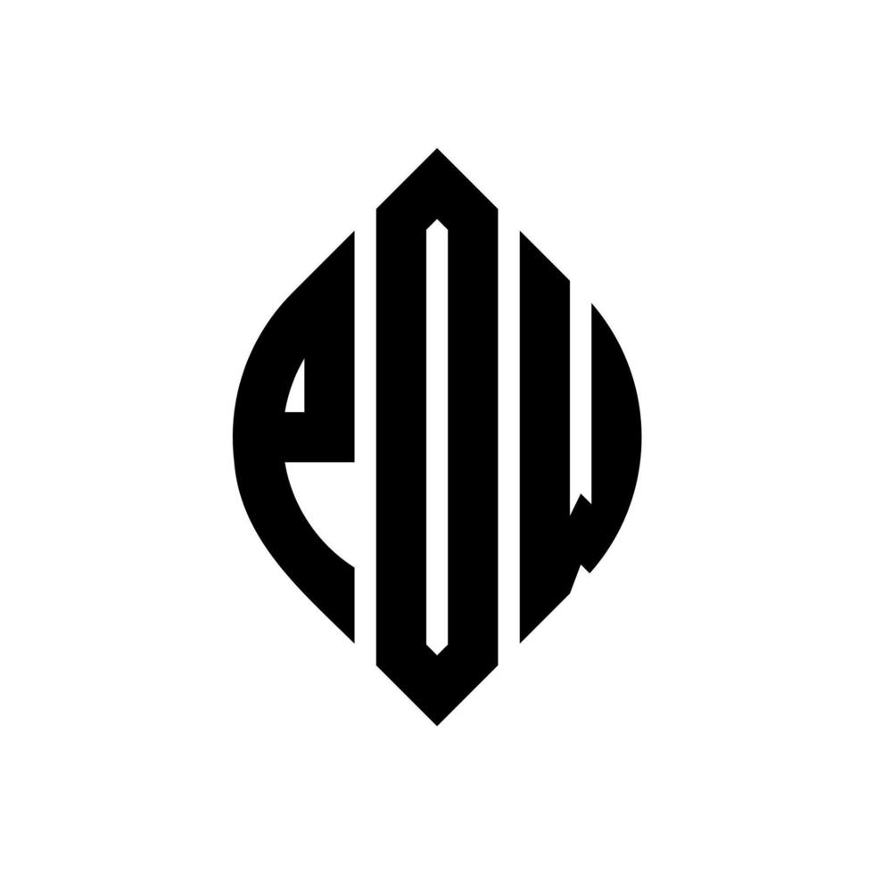 pow design de logotipo de carta círculo com forma de círculo e elipse. pow letras de elipse com estilo tipográfico. as três iniciais formam um logotipo circular. pow círculo emblema abstrato monograma carta marca vetor. vetor