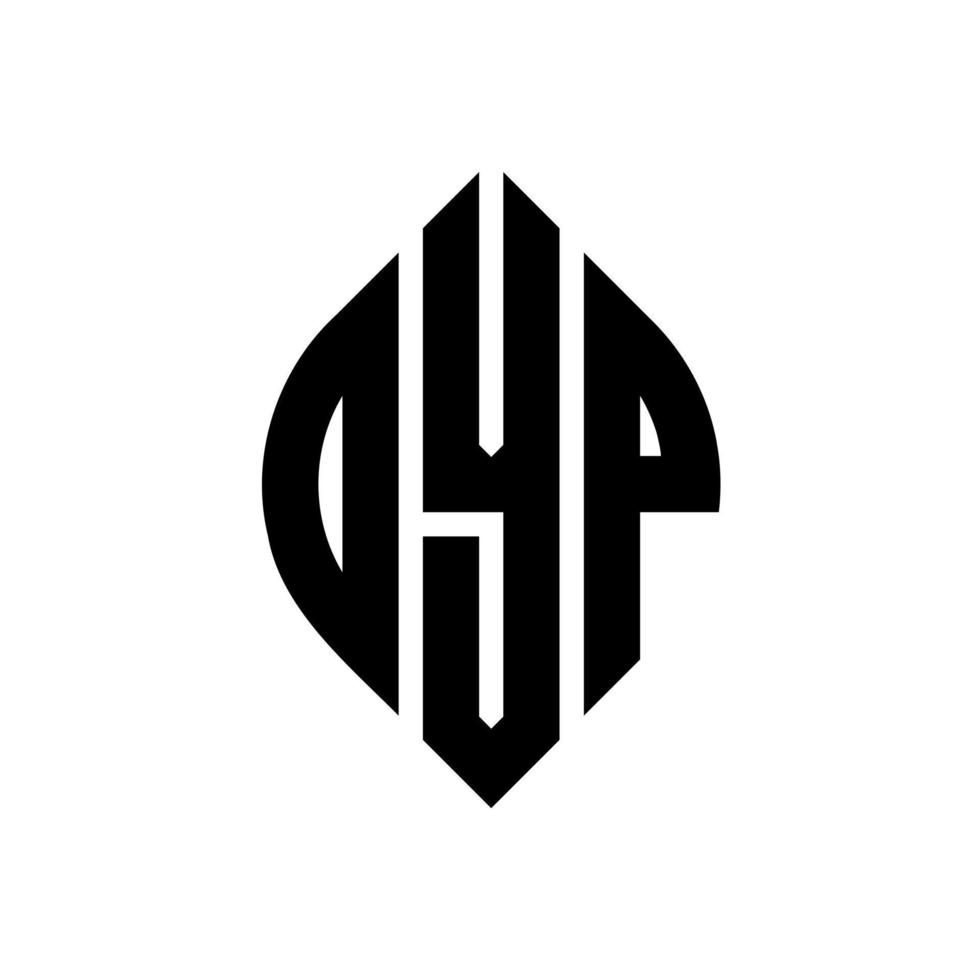 design de logotipo de carta de círculo oyp com forma de círculo e elipse. letras de elipse oyp com estilo tipográfico. as três iniciais formam um logotipo circular. oyp círculo emblema abstrato monograma carta marca vetor. vetor