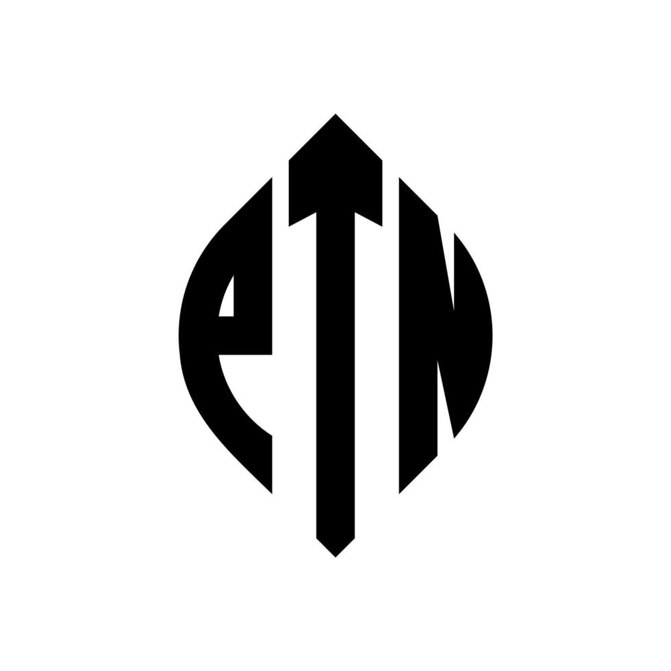 design de logotipo de letra de círculo ptn com forma de círculo e elipse. letras de elipse ptn com estilo tipográfico. as três iniciais formam um logotipo circular. ptn círculo emblema abstrato monograma carta marca vetor. vetor
