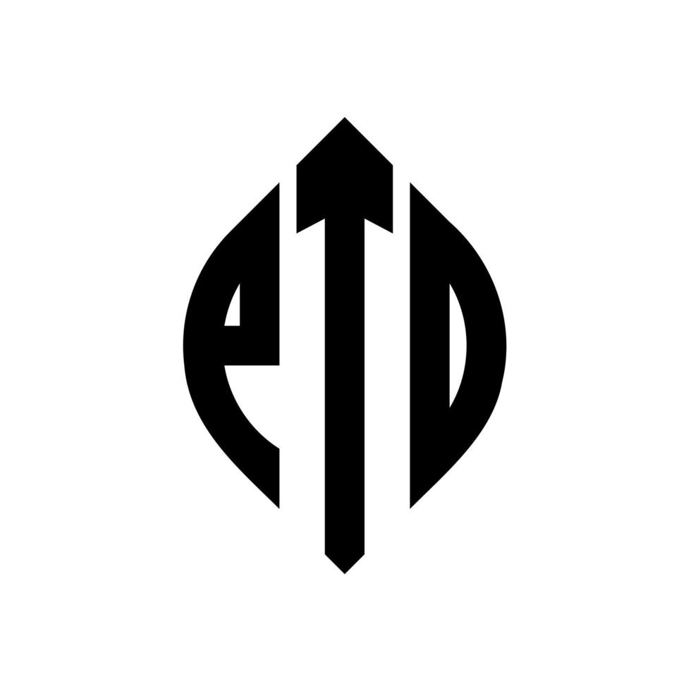 design de logotipo de letra de círculo ptd com forma de círculo e elipse. letras de elipse ptd com estilo tipográfico. as três iniciais formam um logotipo circular. ptd círculo emblema abstrato monograma carta marca vetor. vetor