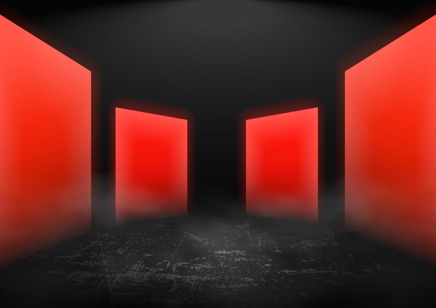 ilustração vetorial de quarto vazio de fundo de luz de néon vermelho futurista abstrato vetor