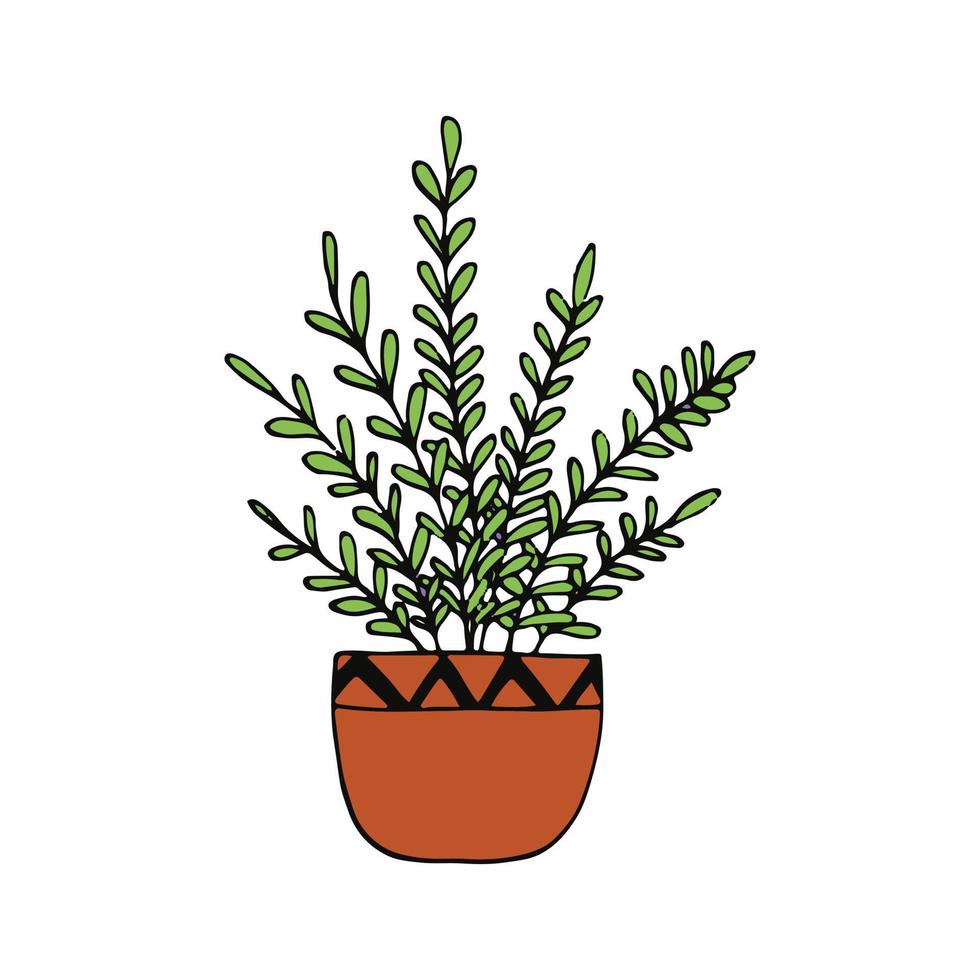 planta de casa em um ícone de pote desenhado à mão. , minimalismo, escandinavo, doodle, flor de planta de adesivo de desenho animado vetor